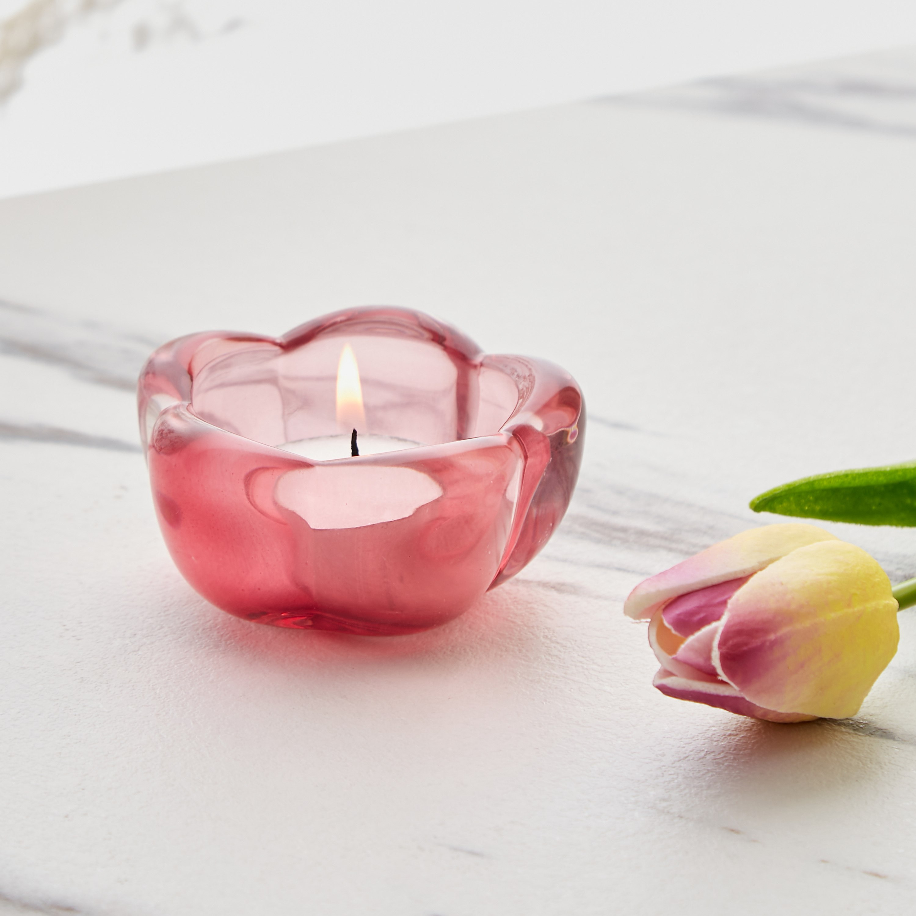 حامل شموع زجاج بتصميم زهرة من إيسلا - 8x4 سم-hbxlivingroom-decorandaccessories-candleholders-image-1