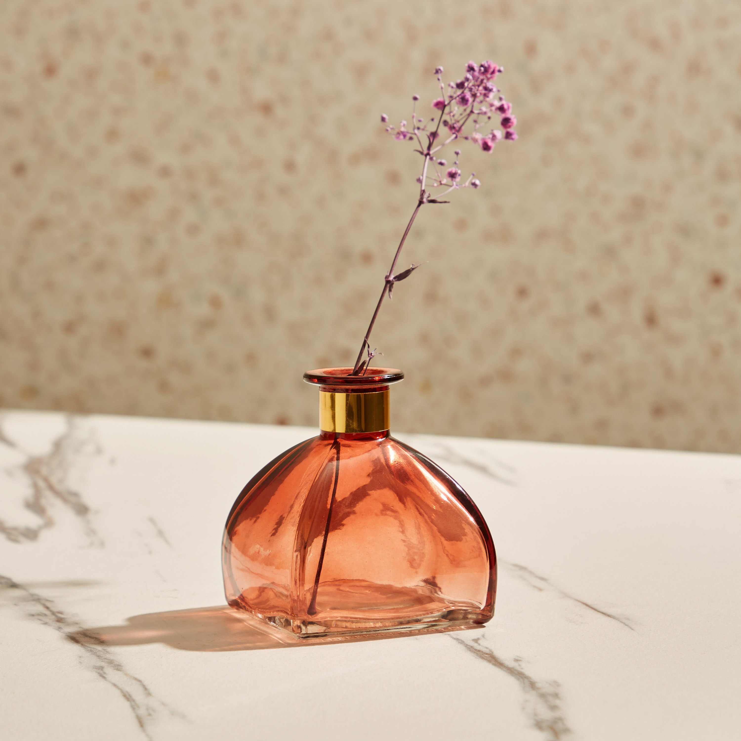 Isla Glass Vase with Gold Band - 9x9x9 cm-hbxhomeware-hbxdecorandfurnishings-image-1