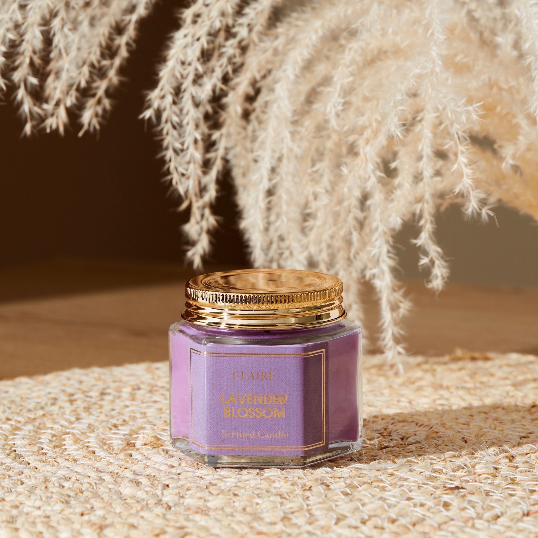 Claire Lavender Blossom Glass Jar Candle - 70 gms-hbxlivingroom-decorandaccessories-candles-image-1