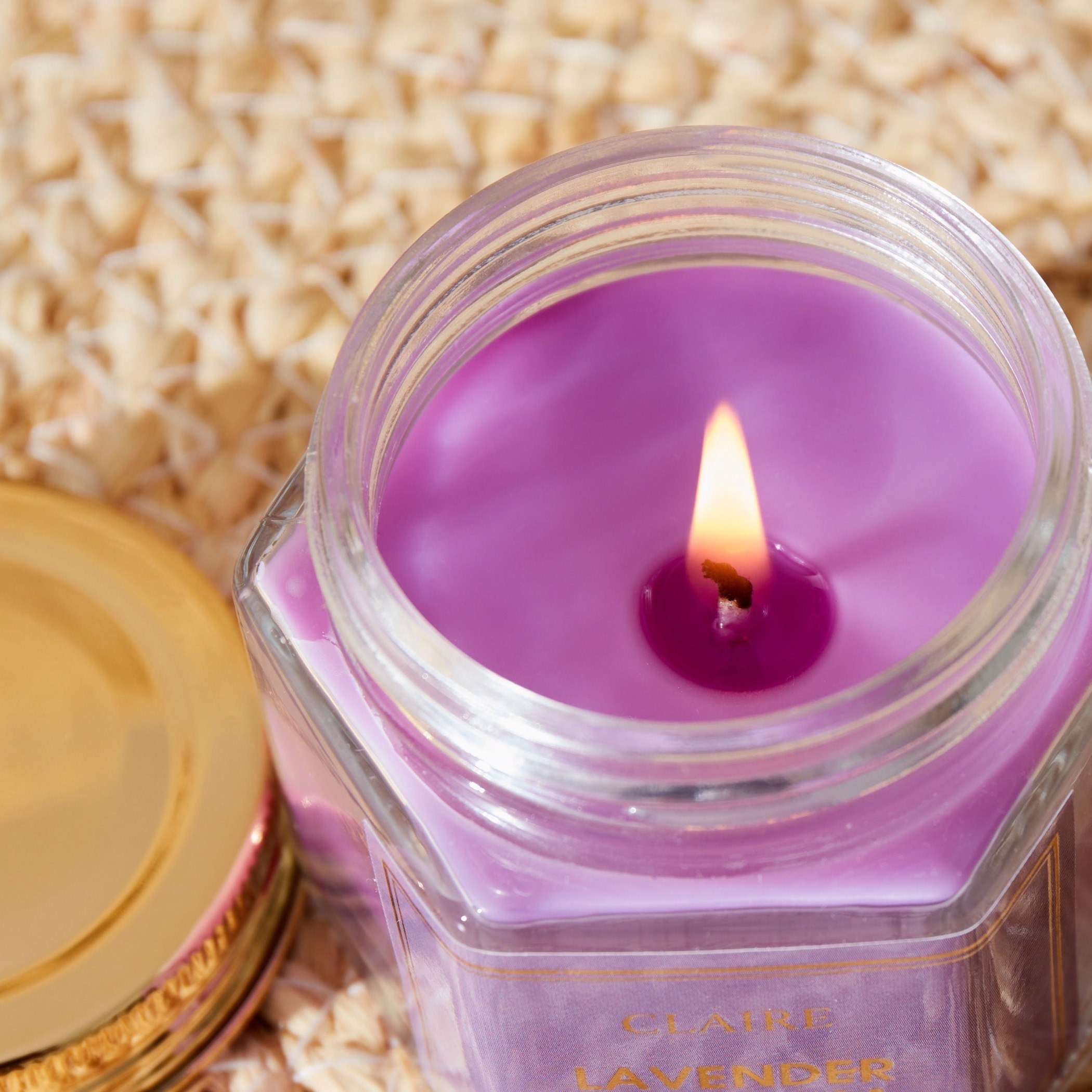 Claire Lavender Blossom Glass Jar Candle - 70 gms-hbxlivingroom-decorandaccessories-candles-image-3