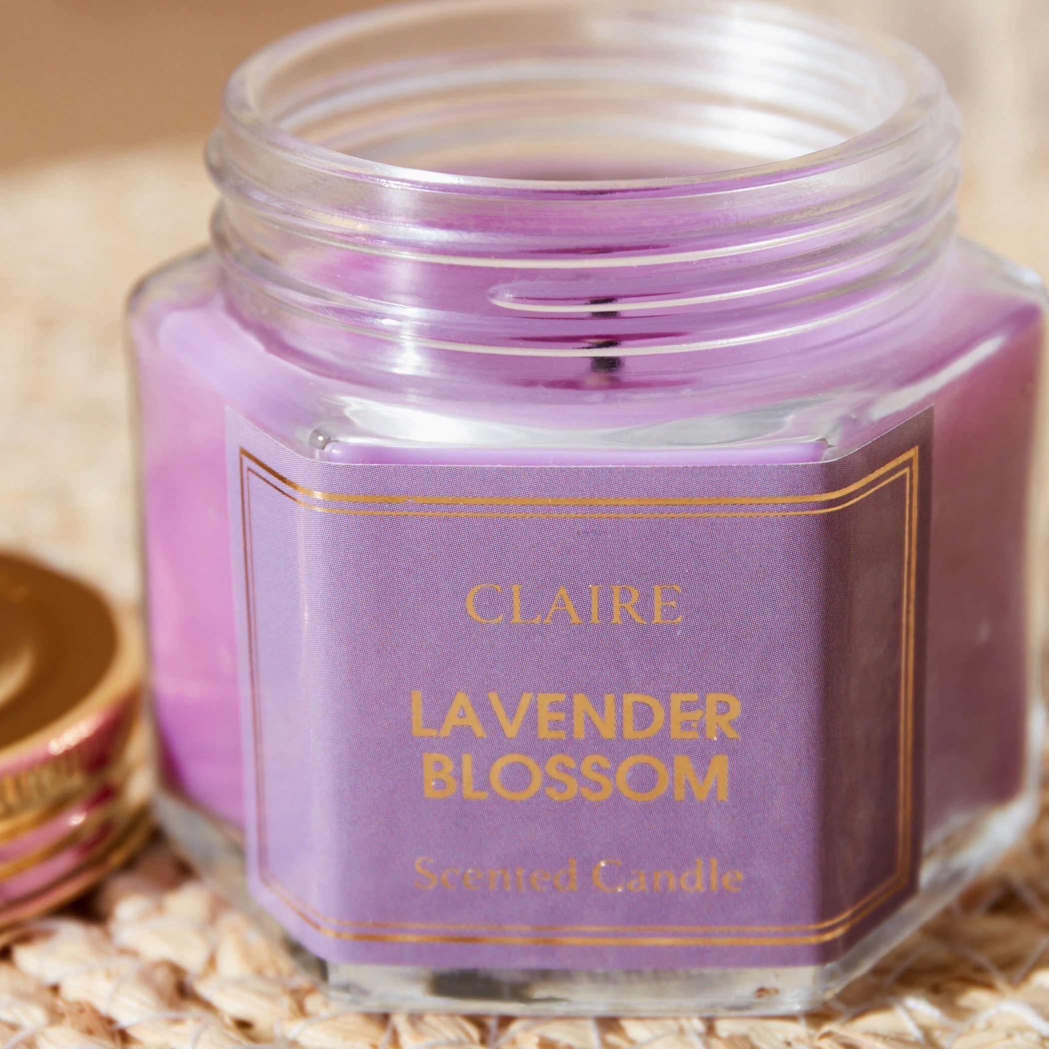 Claire Lavender Blossom Glass Jar Candle - 70 gms-hbxlivingroom-decorandaccessories-candles-image-4