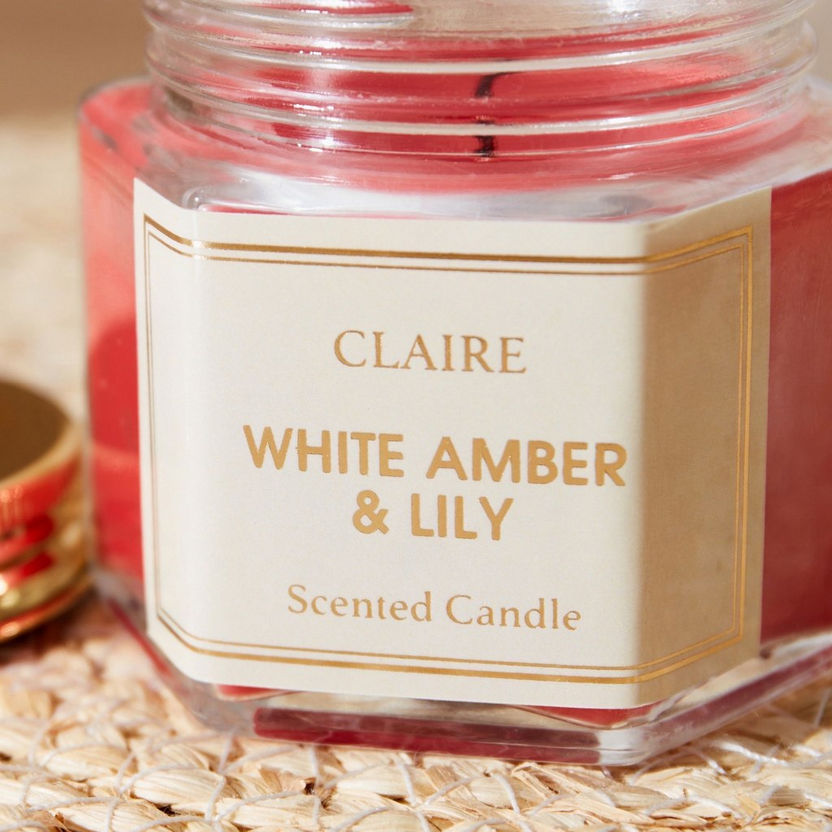 Claire White Amber Lily Glass Jar Candle - 70 gms-Candles-image-3