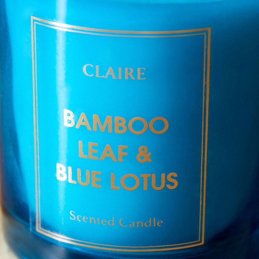 Claire Bamboo Leaf and Blue Lotus Glass Jar Candle - 220 gms-Candles-image-3