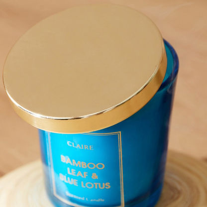 Claire Bamboo Leaf and Blue Lotus Glass Jar Candle - 220 gms