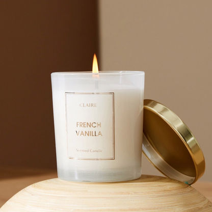 Claire French Vanilla Glass Jar Candle - 220 gms
