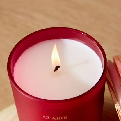 Claire Cranberry Mandarin Glass Jar Candle with Wooden Lid - 220 gms