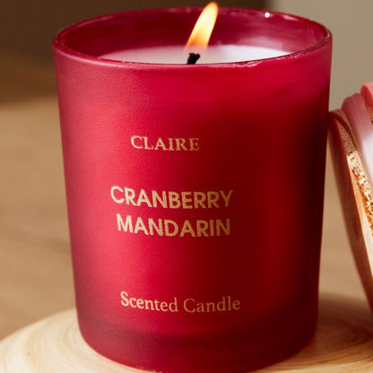 Claire Cranberry Mandarin Glass Jar Candle with Wooden Lid - 220 gms