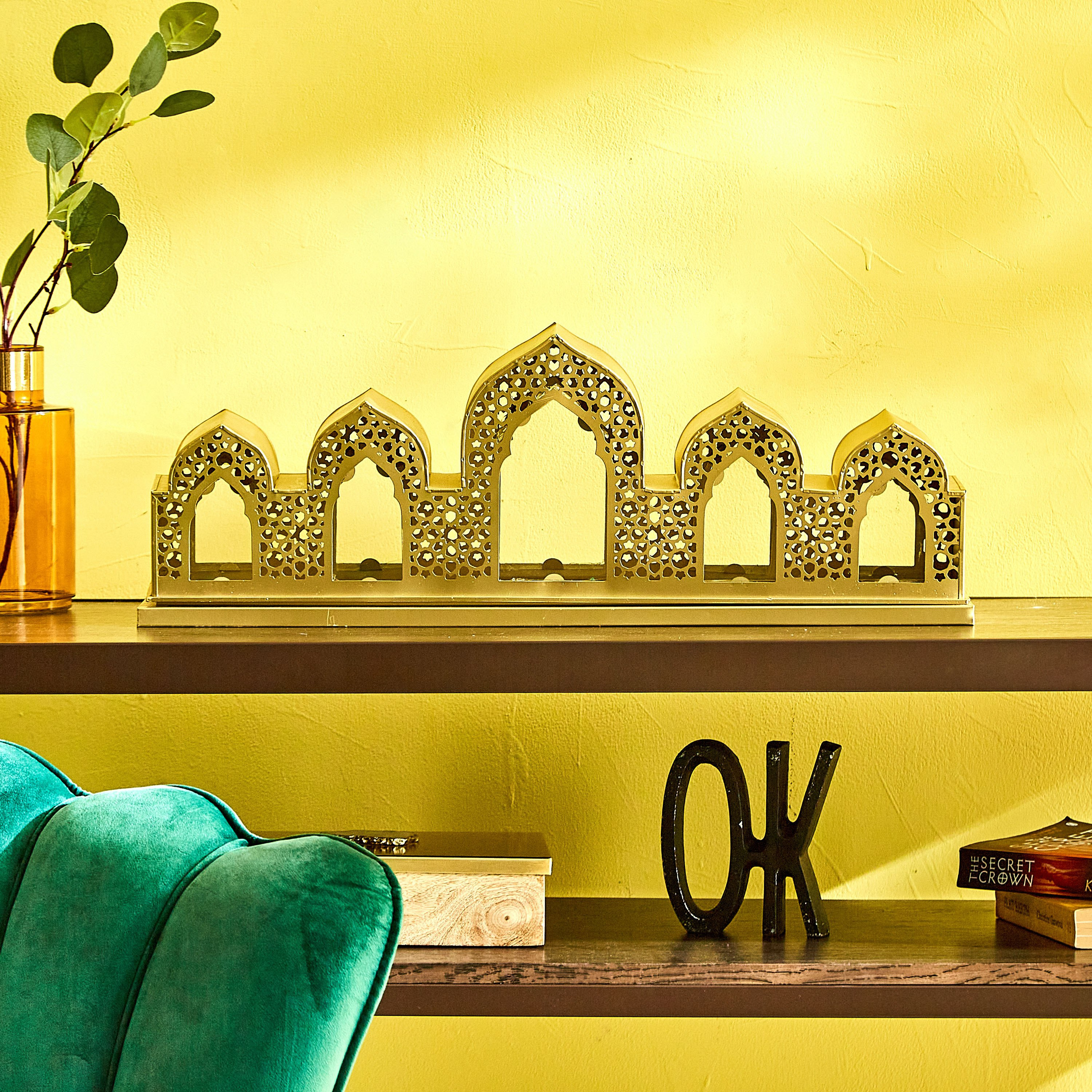 حامل شموع معدني يتسع لـ5 شموع صغيرة من أمبريدج إسراء - 60×10.5×16.5 سم-hbxlivingroom-decorandaccessories-candleholders-image-1