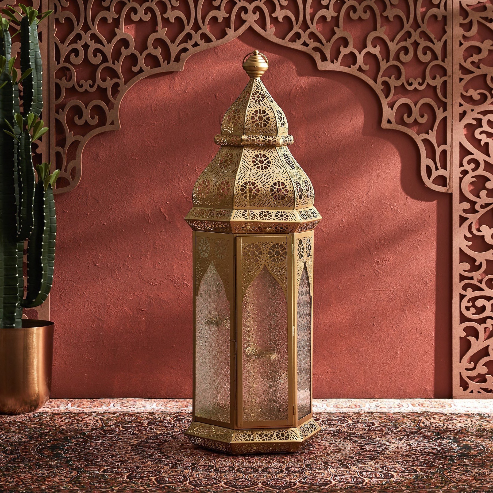 Isra Metal Intricate Moroccan Floor Lantern - 37x32x111 cm-PROMO_HB_AE_B1G1_250925-image-2