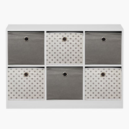 Vanilla Storage Unit with 6 Fabric Boxes