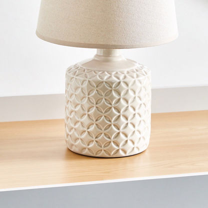 Allure Ceramic Table Lamp with White Shade - 25x25x42 cms