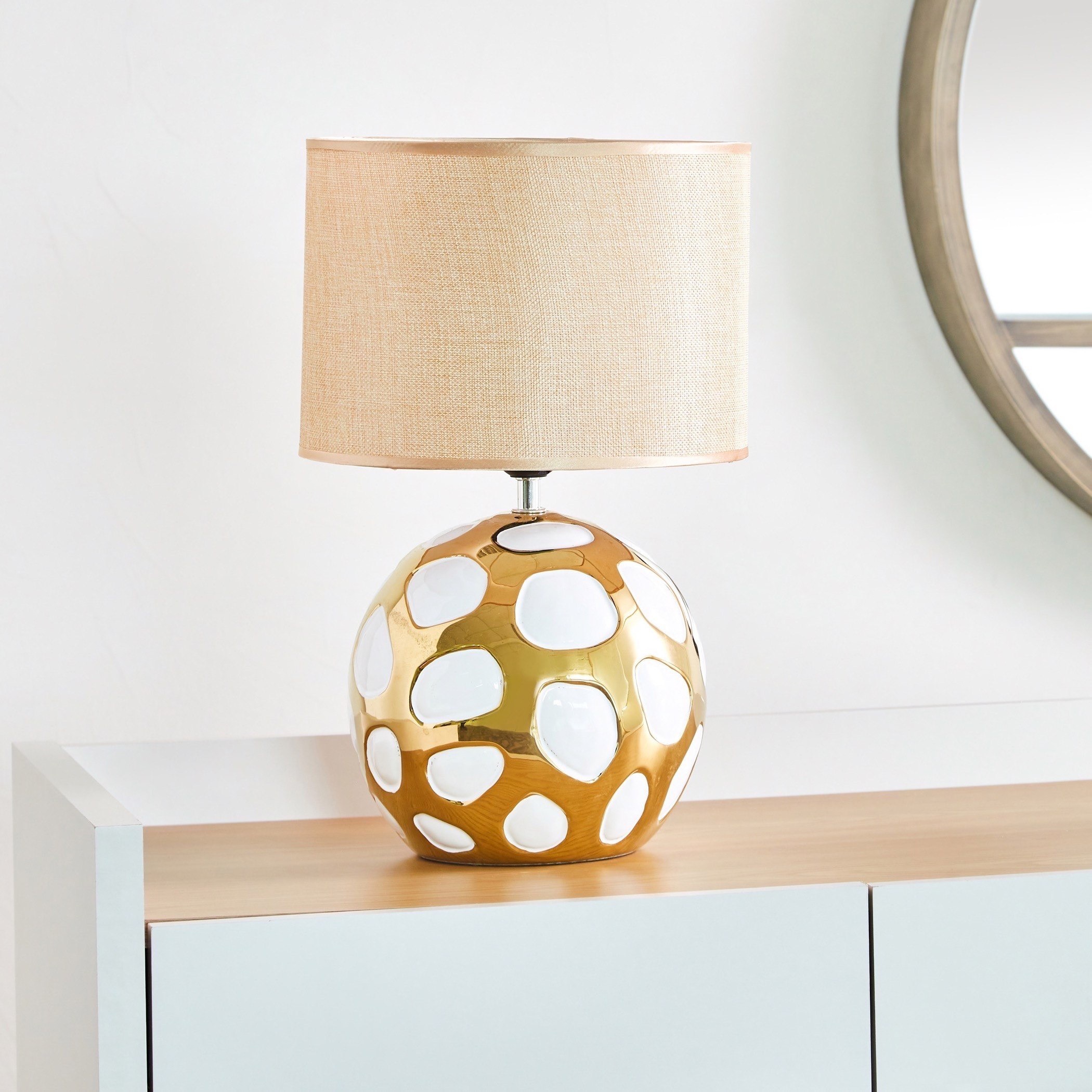 Allure Ceramic Table Lamp with Football Design Base - 25x25x42 cm-hbxlivingroom-lighting-tablelamps-image-1