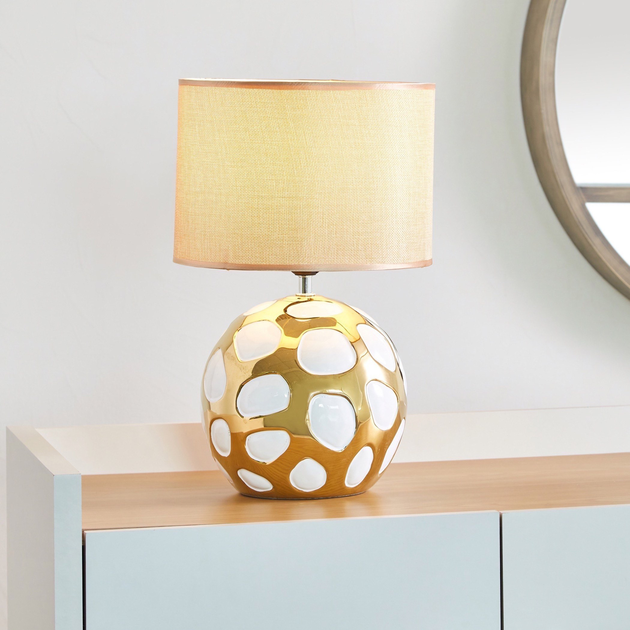 Allure Ceramic Table Lamp with Football Design Base - 25x25x42 cm-hbxlivingroom-lighting-tablelamps-image-2