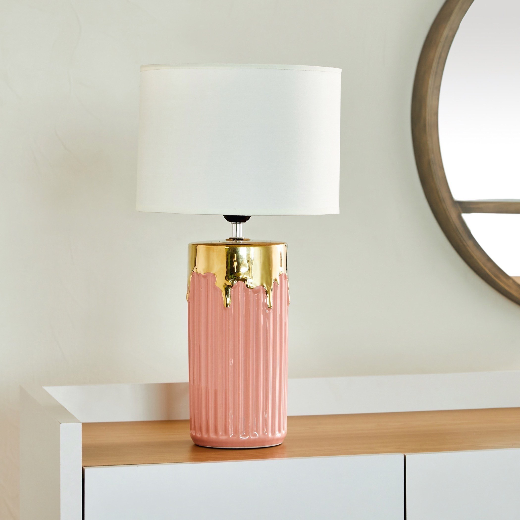 مصباح طاولة سيراميك بقاعدة من ألور - 25x25x49 سم-hbxlivingroom-lighting-tablelamps-image-1
