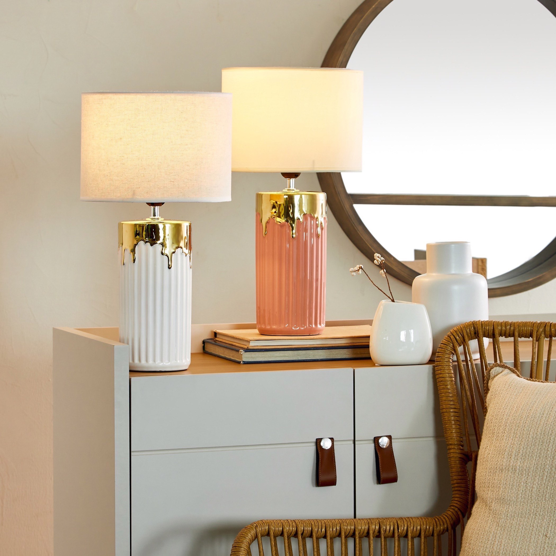 مصباح طاولة سيراميك بقاعدة من ألور - 25x25x49 سم-hbxlivingroom-lighting-tablelamps-image-5