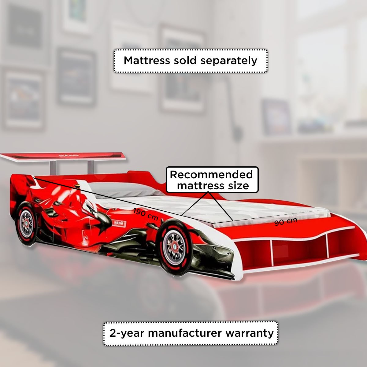Movo Vanilla F1 Single Car Bed - 90x190 cm-hbxfurniture-bedsandbedsets-beds-single-image-11