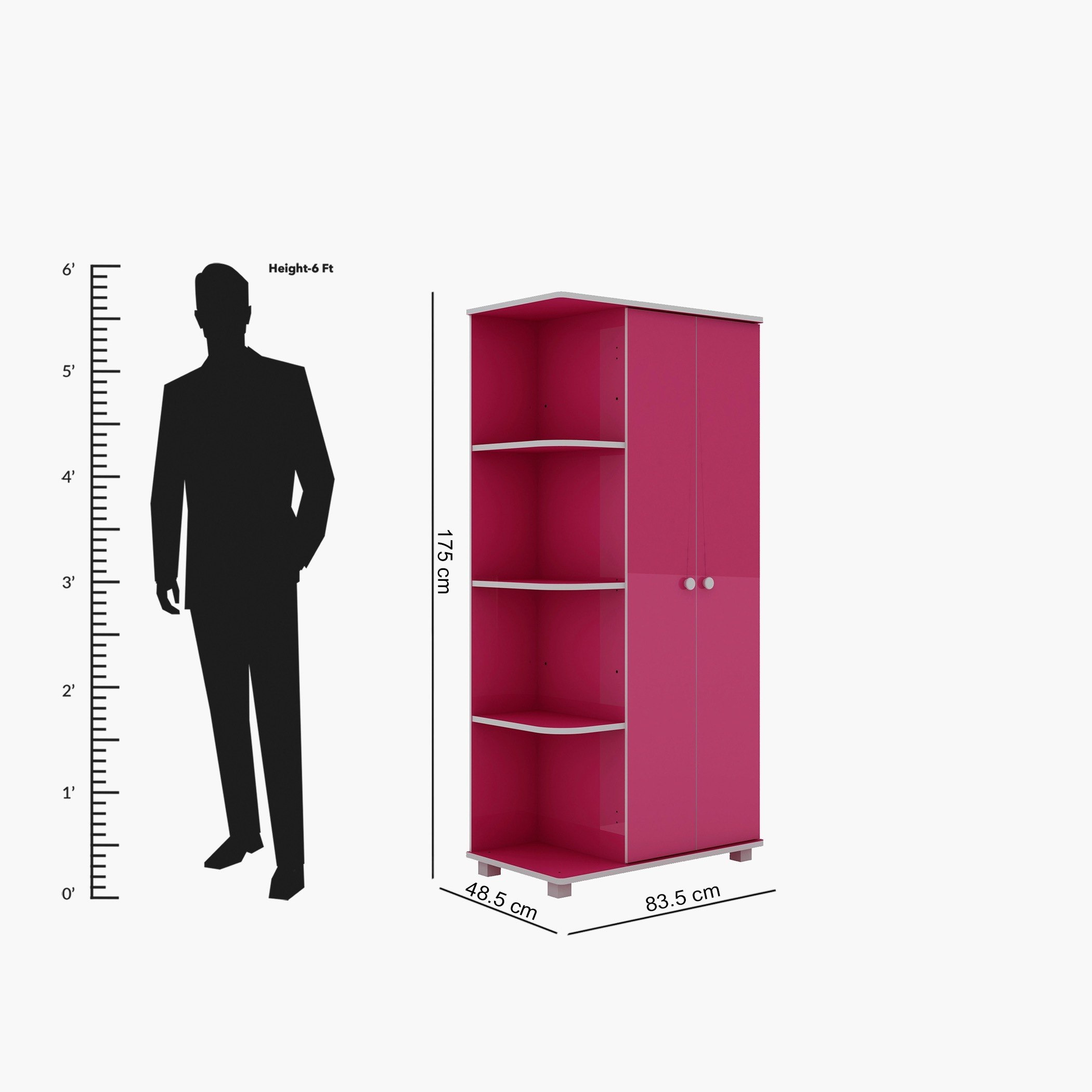Movo Princess Cassina 2-Door Wardrobe with Shelf-hbxfurniture-wardrobes-image-5