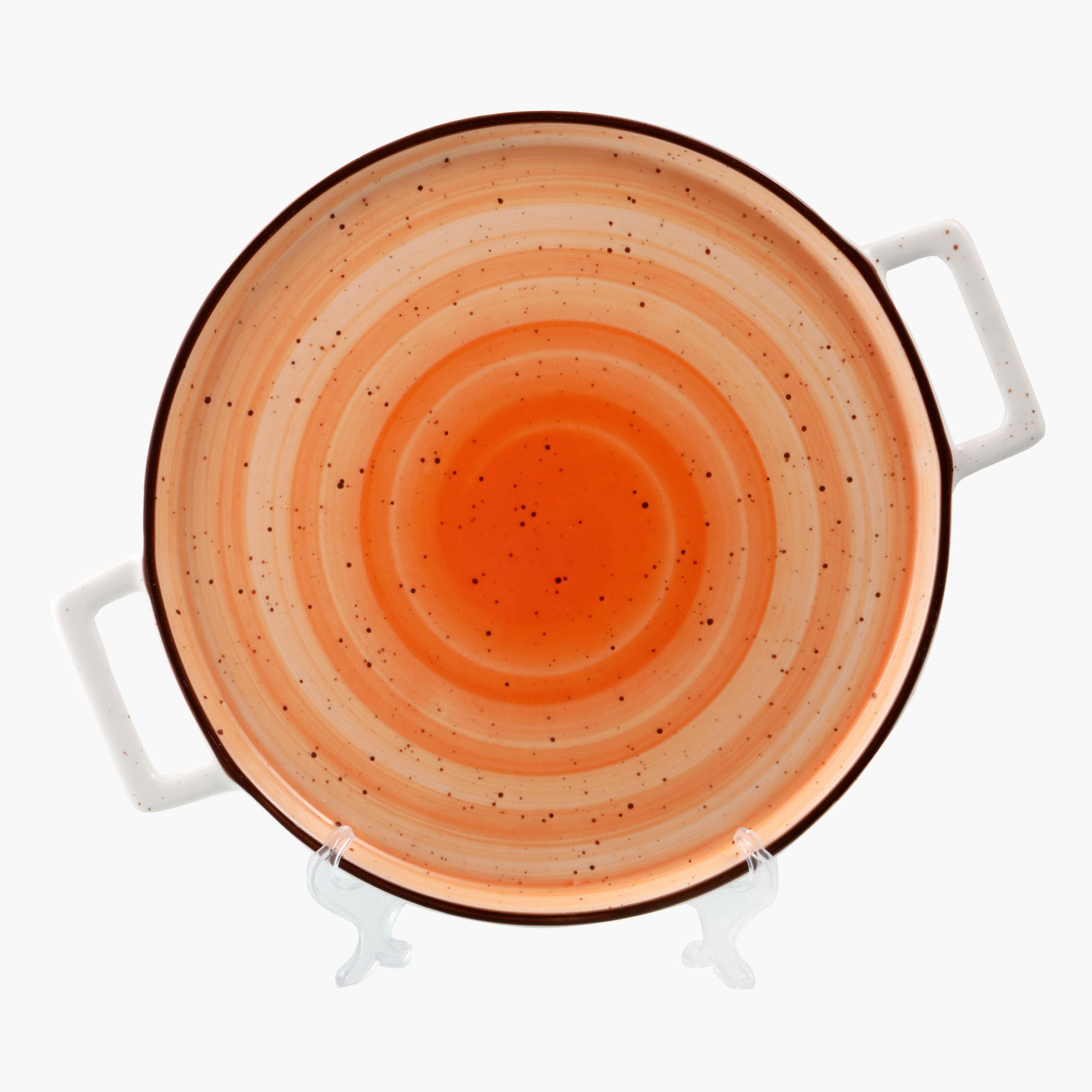 صحن بورسلين دائري بمقبض من سبيكتروم - 33x25 سم-hbxdecorandfurnishings-tabletop-serveware-image-1
