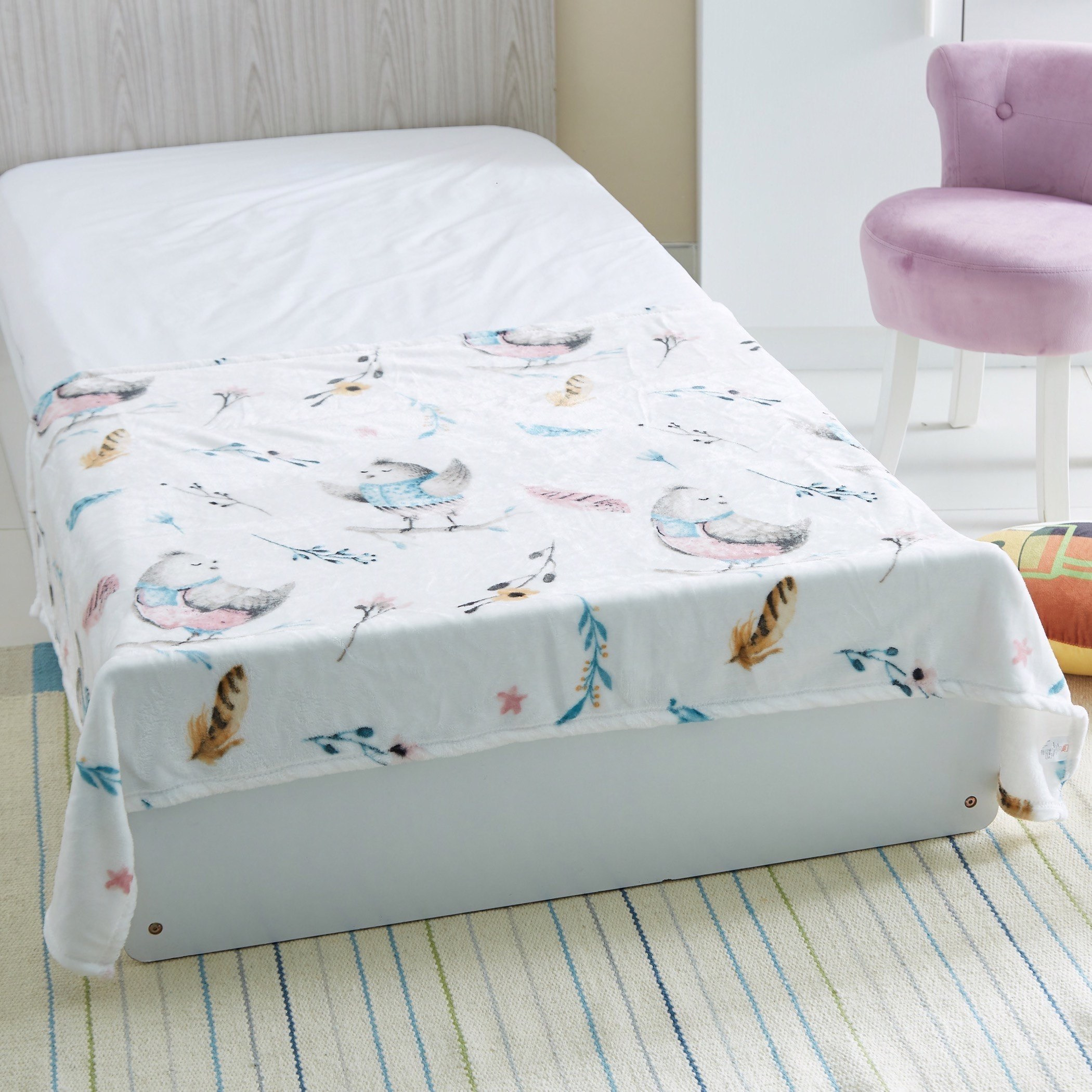Squiggle Birds Printed Single Blanket - 150x105 cm-hbxhomeware-hbxkidsandyouth-image-2