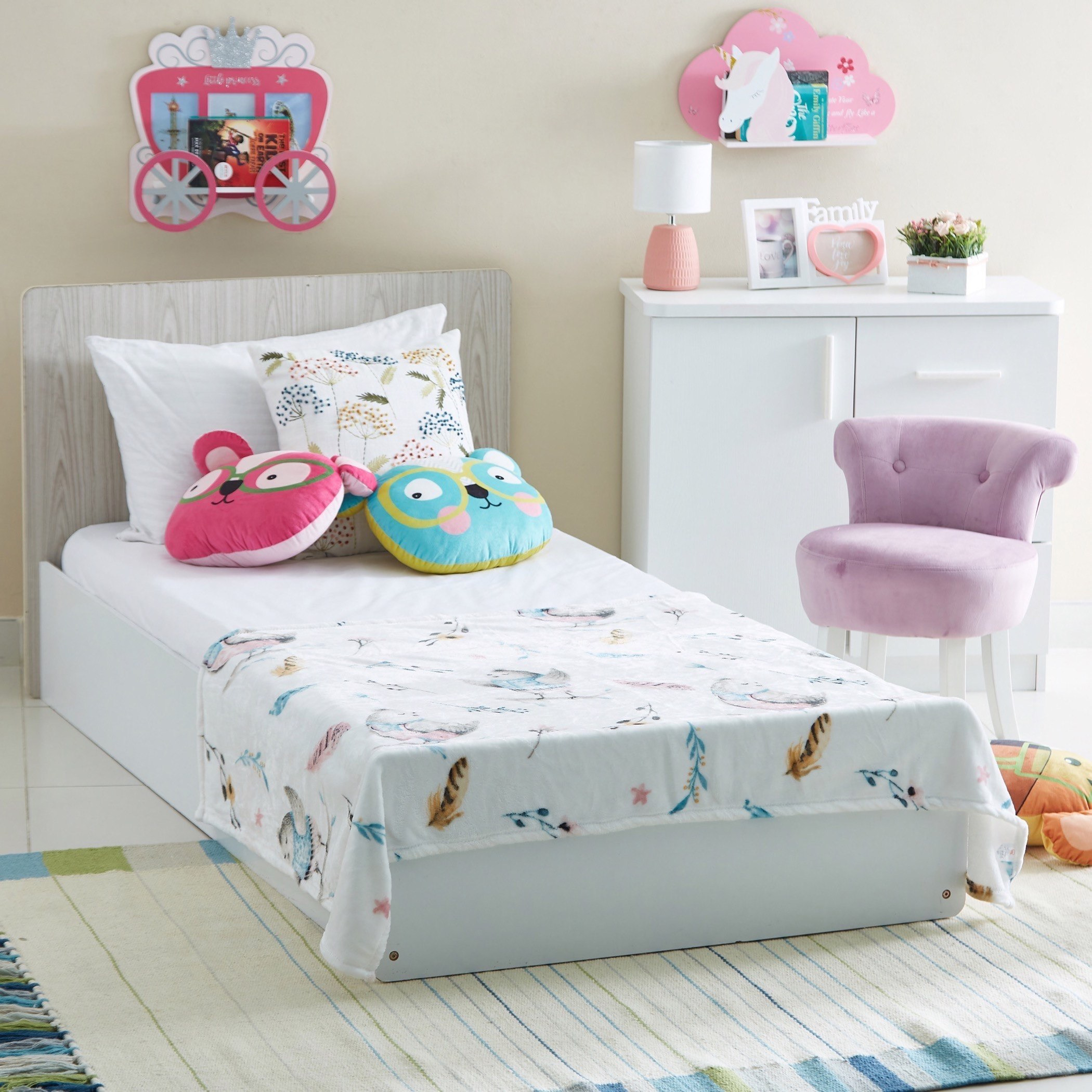 Squiggle Birds Printed Single Blanket - 150x105 cm-hbxhomeware-hbxkidsandyouth-image-1