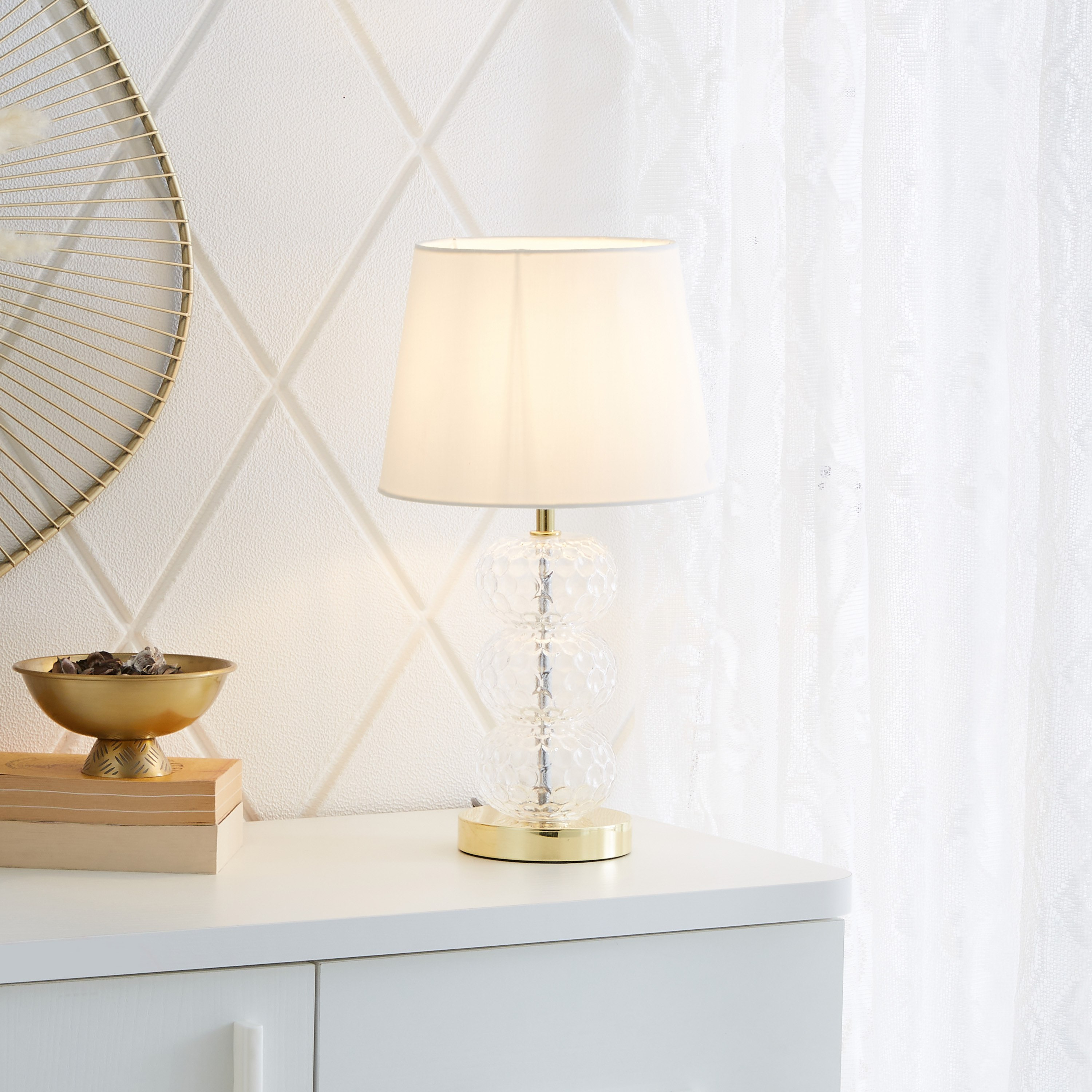 مصباح طاولة بقاعدة كريستال معدنية من نوفيلتي - 23x23x42 سم-hbxlivingroom-lighting-tablelamps-image-2
