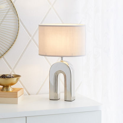 Novelty Table Lamp with N-Shaped Ceramic Base - 25x15x39 cms