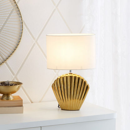 Novelty Table Lamp with Crown Design Ceramic Base - 25x15x36 cms