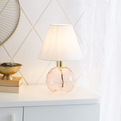 Novelty Table Lamp with Round Textured Glass Base - 23x23x34 cms