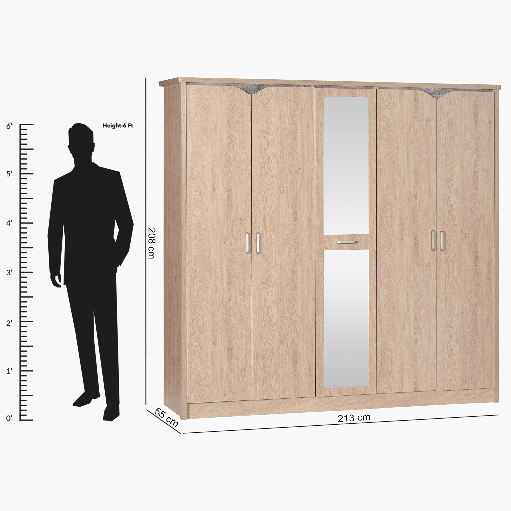 خزانة ملابس 5 أبواب مع مرآة - فيجي من موڤو-hbxfurniture-wardrobes-image-7