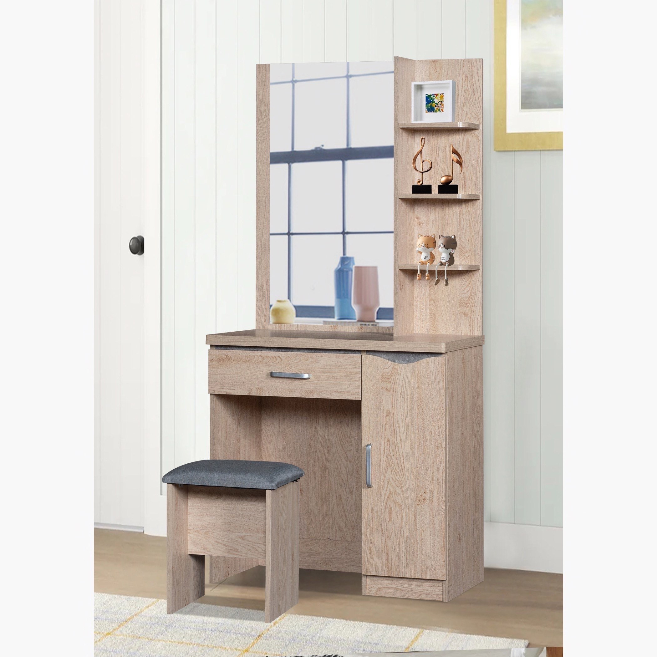 طاولة تزيين بمرآة ومقعد - فيجي من موڤو -hbxfurniture-kidsroom-kidsdressersandmirrors-image-1
