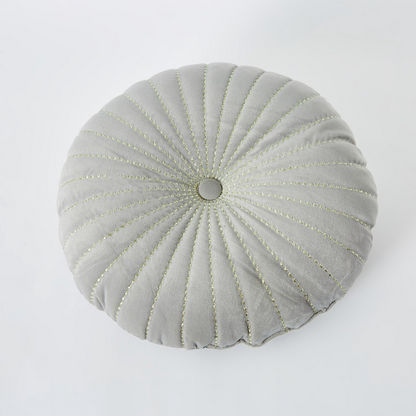 Serene Embroidered Velvet Round Filled Cushion - 40 cms