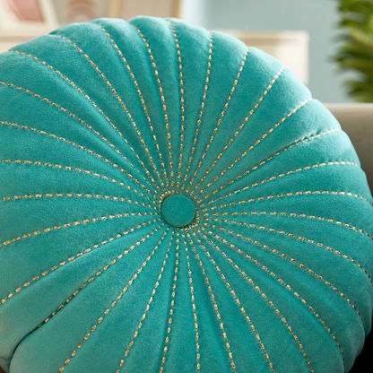Serene Embroidered Velvet Round Filled Cushion - 40 cms