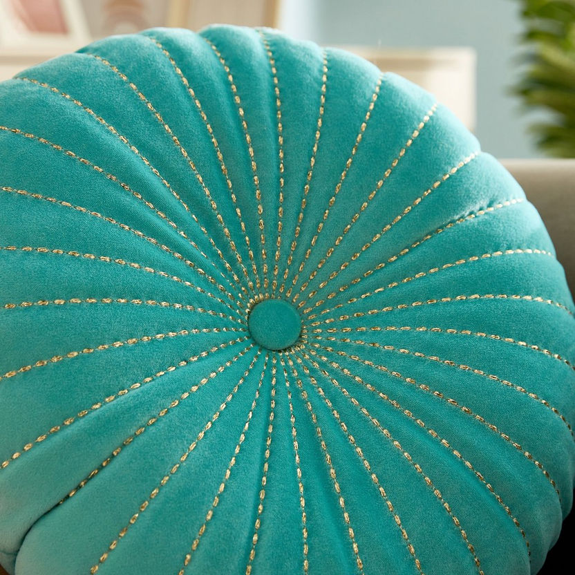 Serene Embroidered Velvet Round Filled Cushion - 40 cm-Filled Cushions-image-2