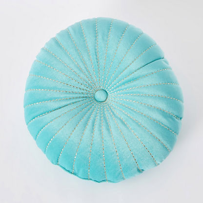 Serene Embroidered Velvet Round Filled Cushion - 40 cm