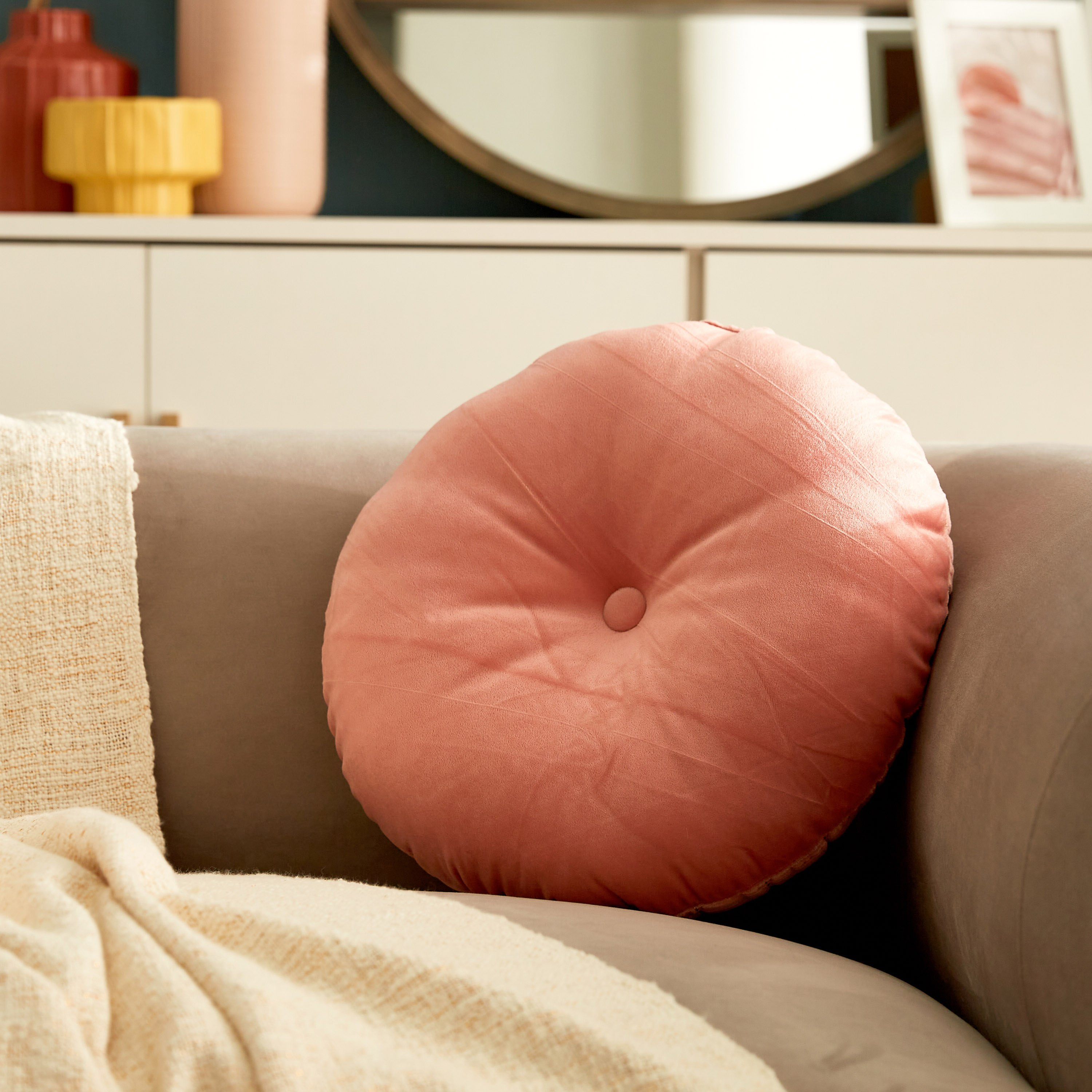 Serene Embroidered Velvet Round Filled Cushion - 40 cm-hbxlivingroom-furnishings-cushionsandcovers-filledcushions-image-2