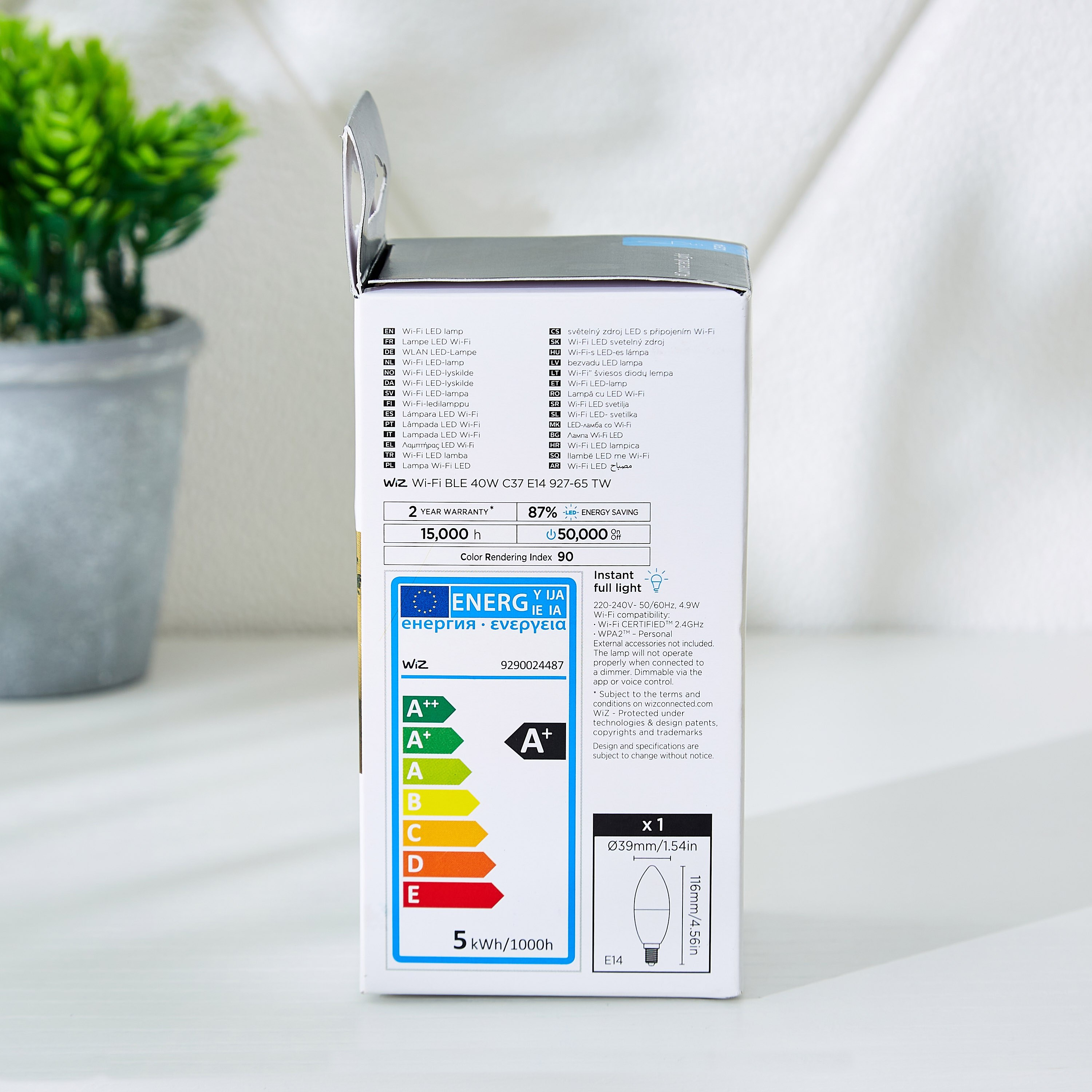 لمبة إل إي دي قابلة للضّبط واي-فاي - 40 وات C37 E14 927-65 أبيض - ويز-hbxdiningroom-lighting-bulbs-image-3