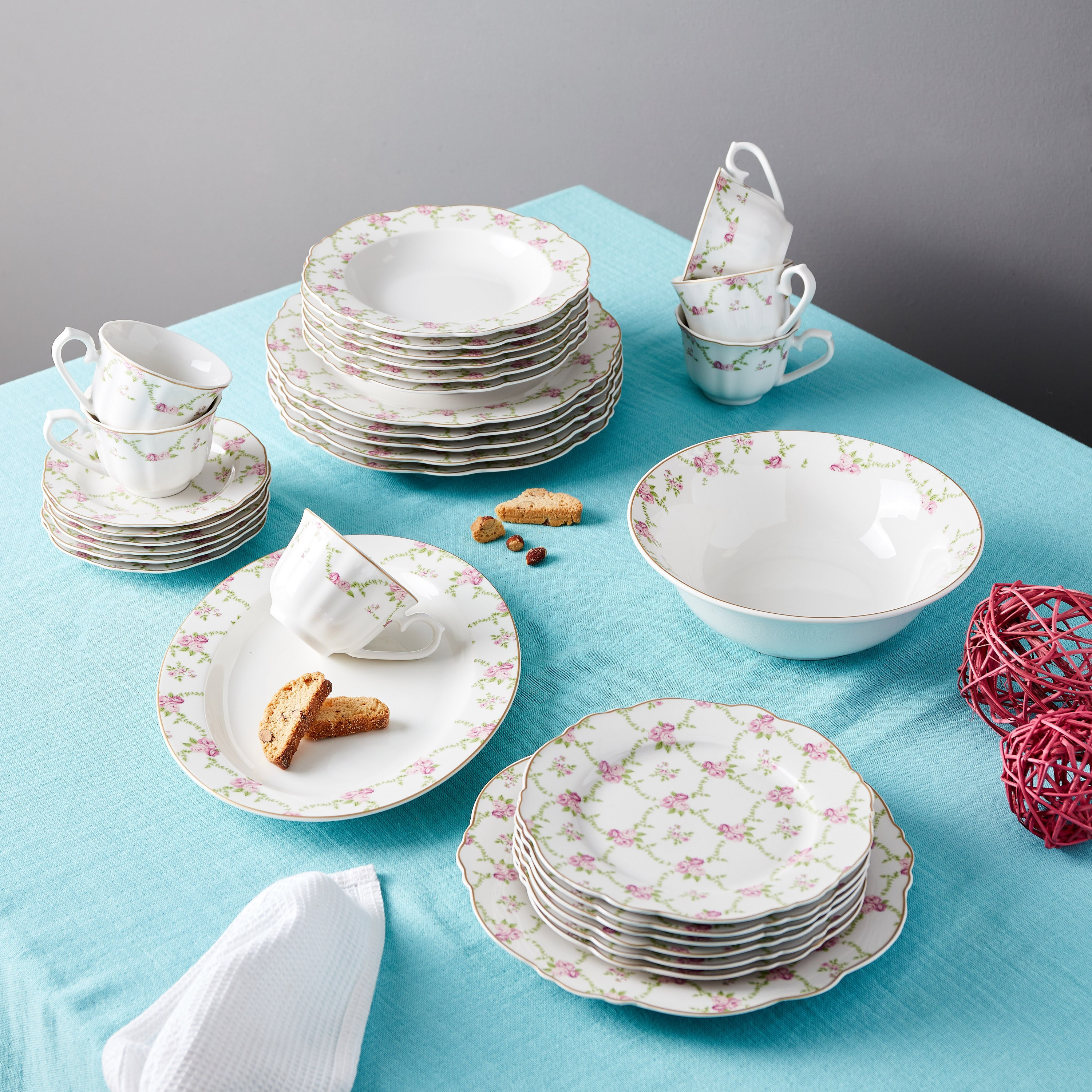 طقم عشاء بورسلان من فلوريت سيلفي - 32 قطعة-hbxhomeware-hbxkitchen-image-1
