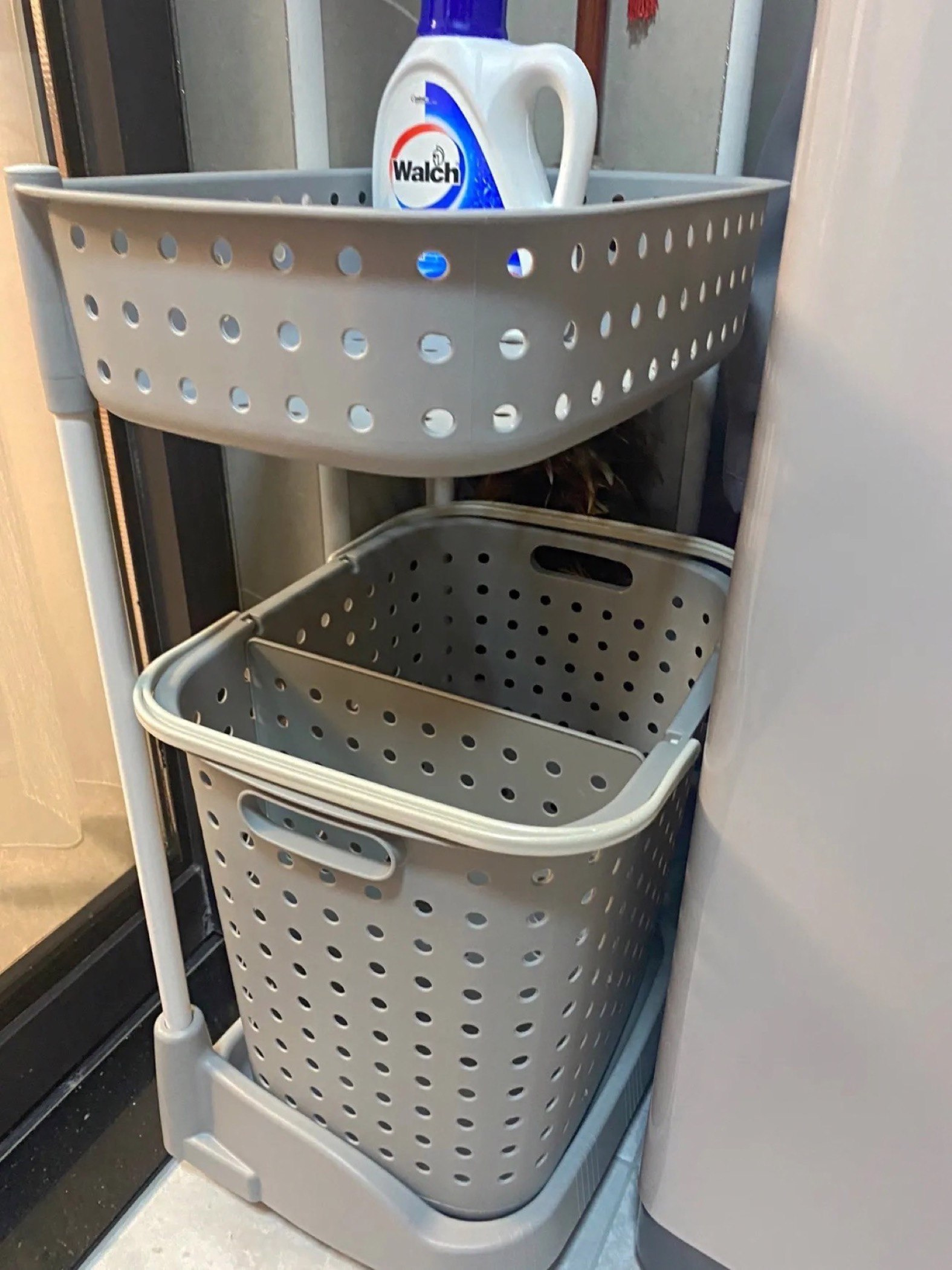 Neo 3-Tier Laundry Basket Trolley with Wheels - 44x32.5x103 cm-hbxbathroom-bathroomstorage-laundryhampers-image-2