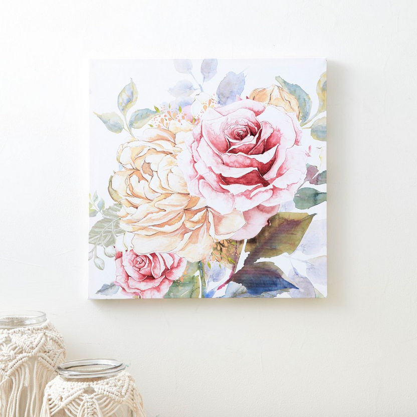 Elmer Rose Flower Canvas Unframed Picture - 40x2x40 cm-Framed Pictures-image-0