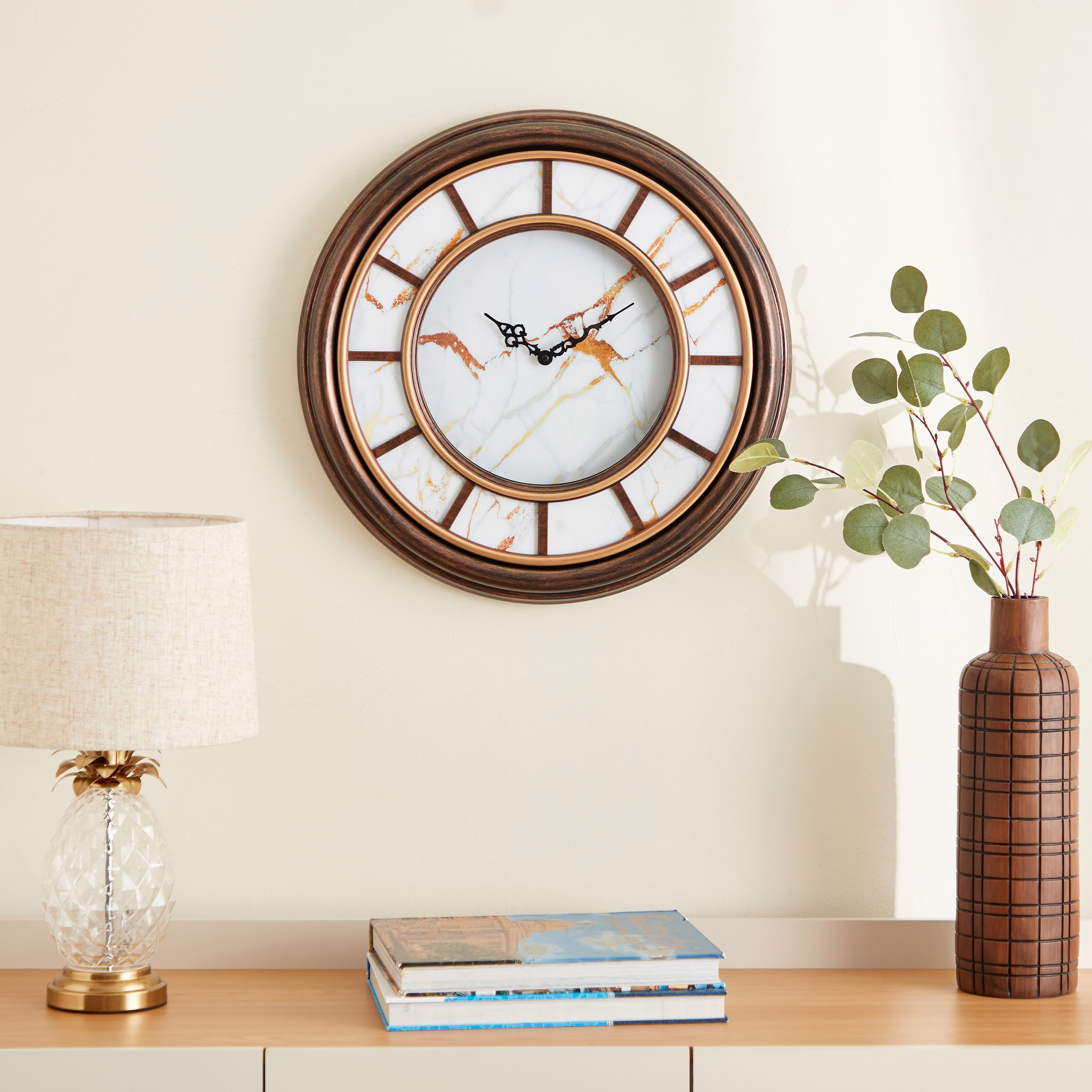 ساعة حائط بملمس رخام من دلفين - 51x6 سم-hbxdiningroom-decorandaccessories-clocks-image-4