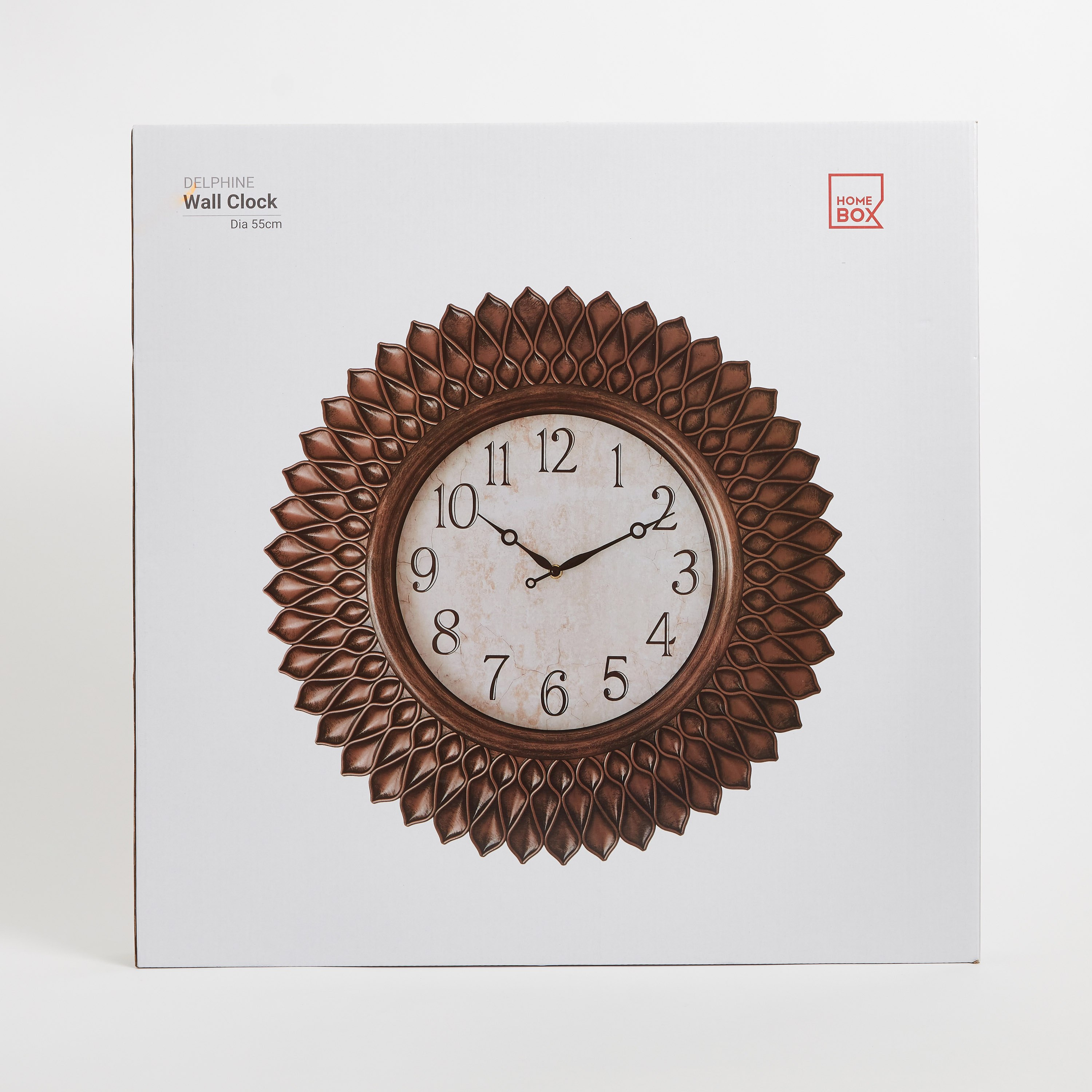 ساعة حائط بحواف بشكل بتلات مدببة من دلفين - 55x5 سم-hbxdiningroom-decorandaccessories-clocks-image-5
