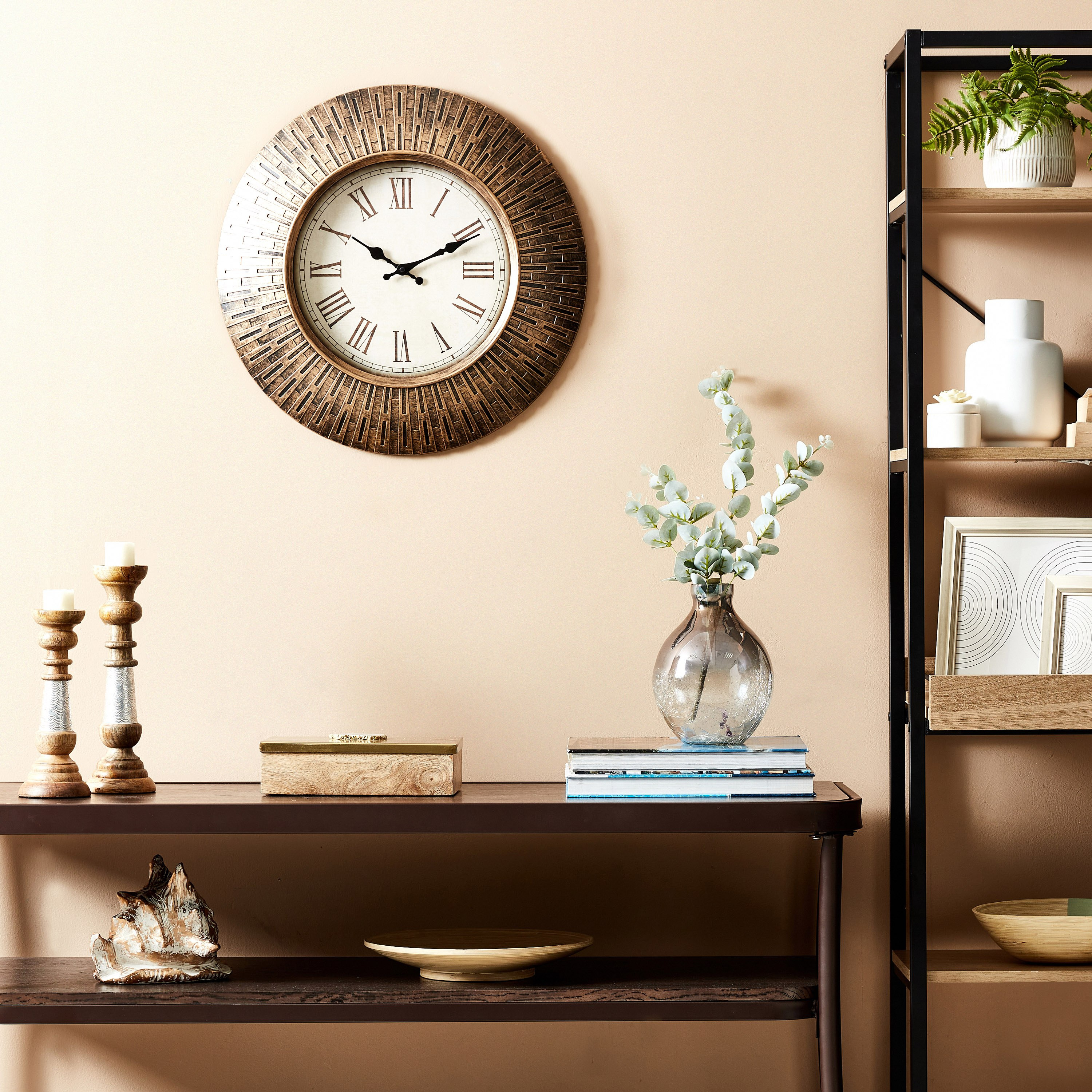 Delphine Wall Clock with Line Cut Work Border-hbxdiningroom-decorandaccessories-clocks-image-4