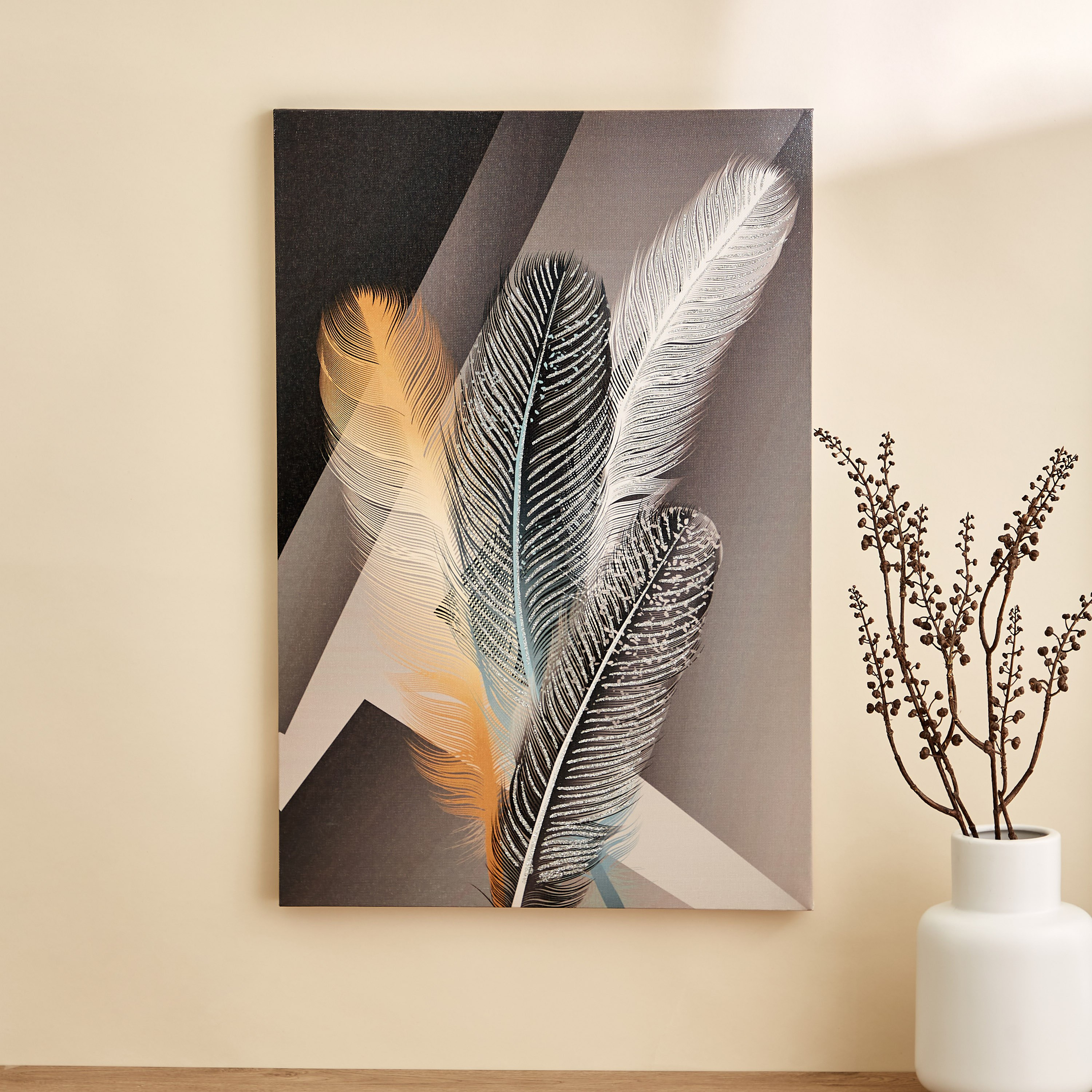 لوحة مؤطرة بتصميم ريش من نيلا - 40x2x60 سم-hbxhomeware-hbxdecorandfurnishings-image-1