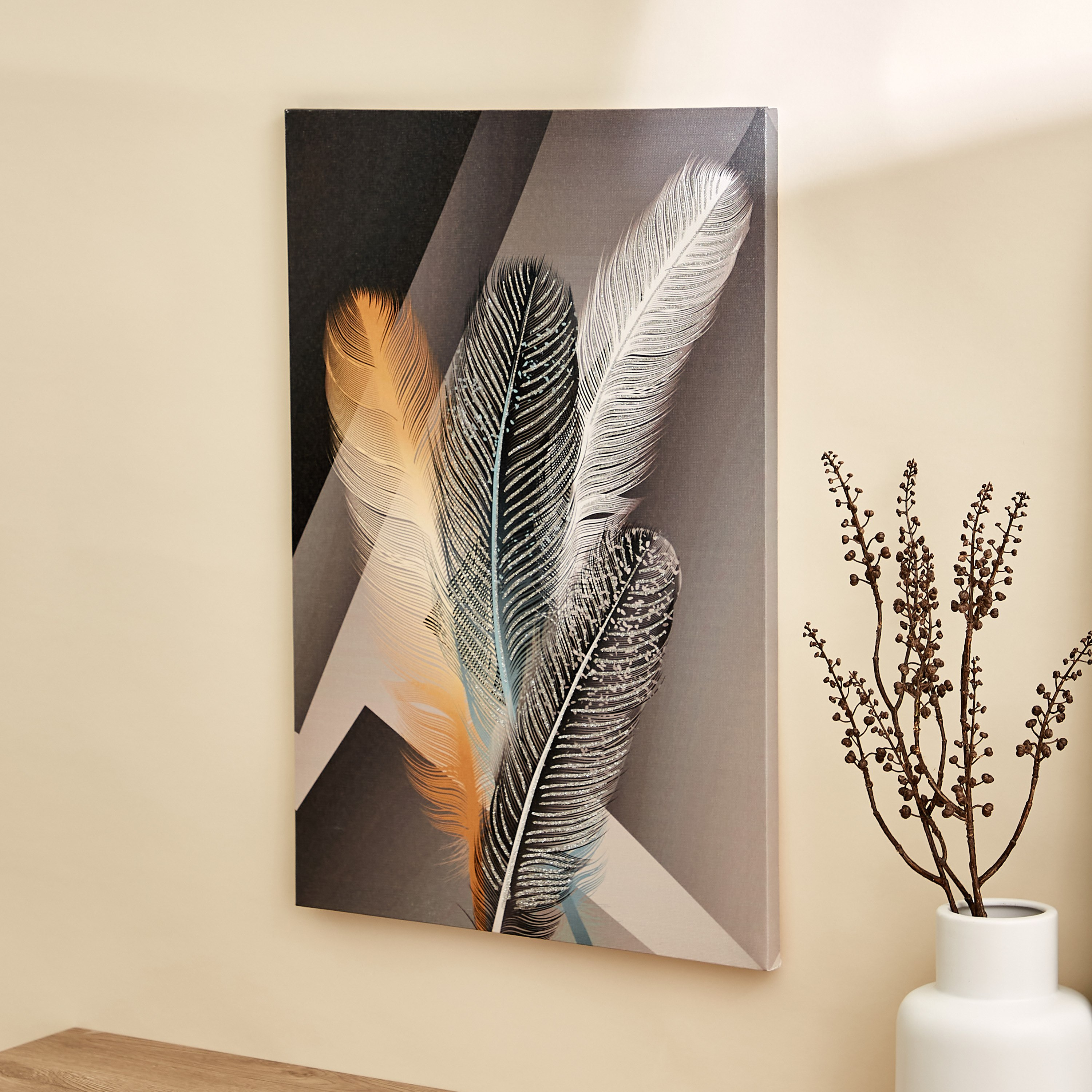 لوحة مؤطرة بتصميم ريش من نيلا - 40x2x60 سم-hbxhomeware-hbxdecorandfurnishings-image-2