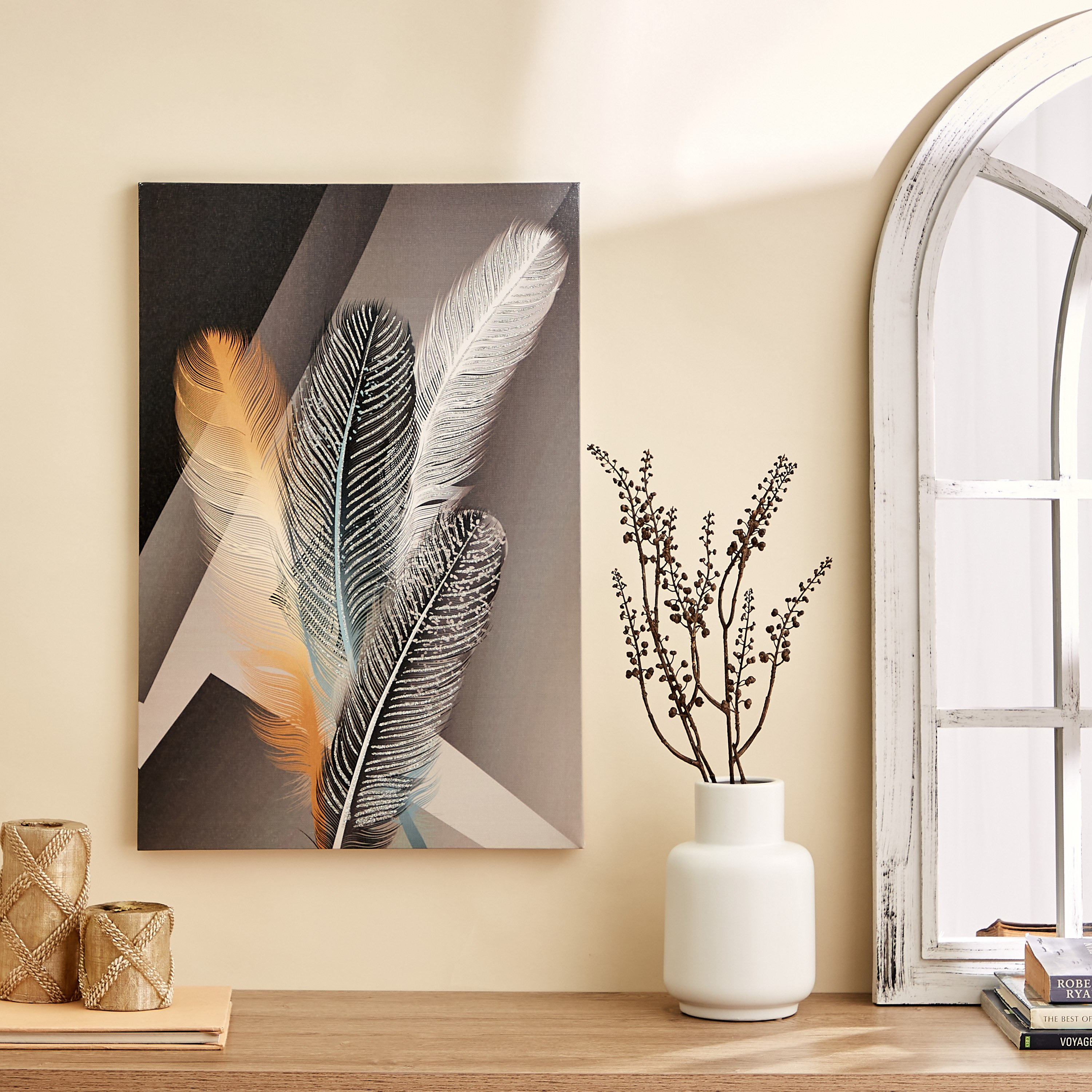 لوحة مؤطرة بتصميم ريش من نيلا - 40x2x60 سم-hbxhomeware-hbxdecorandfurnishings-image-5