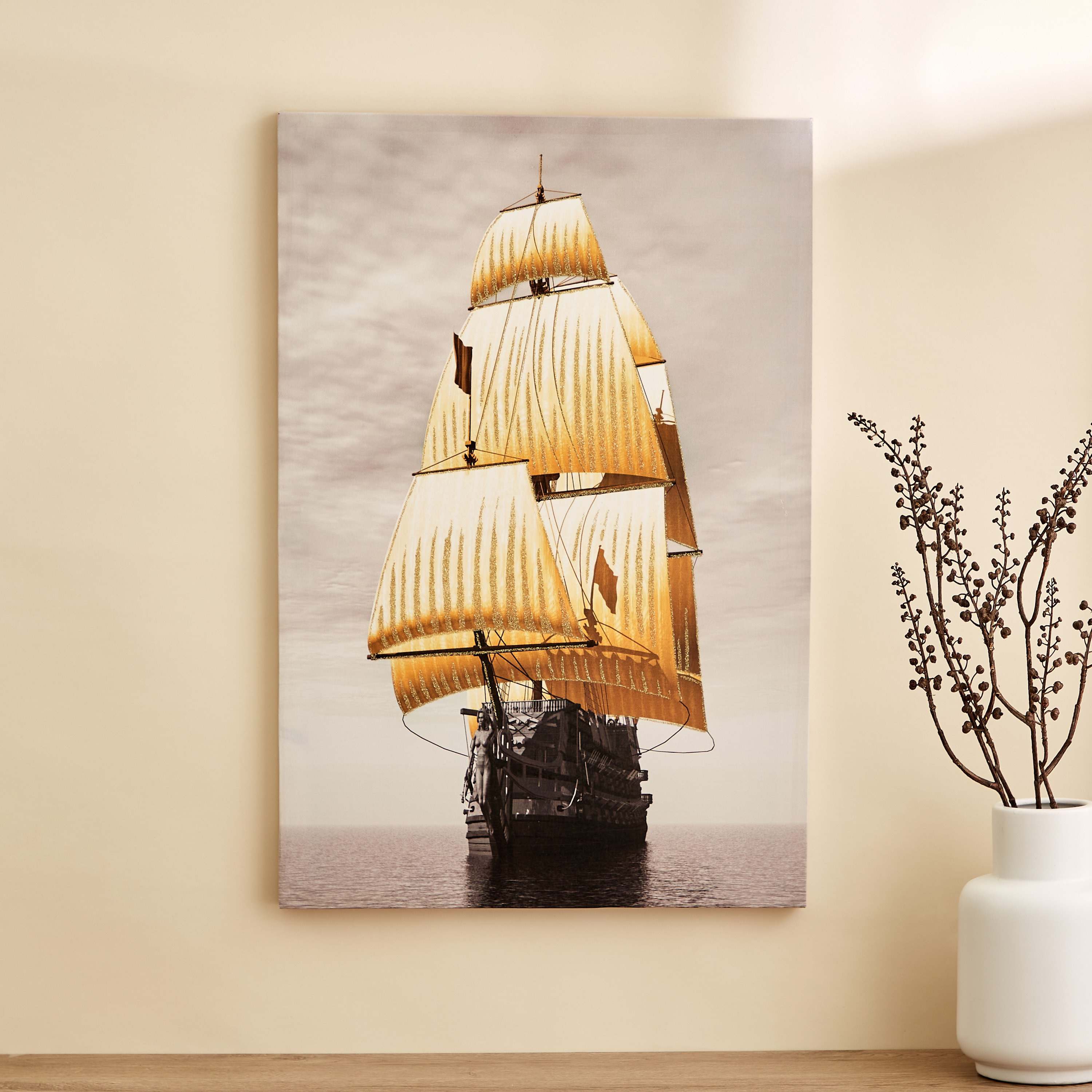 لوحة مؤطرة مطلية بطبعات سفينة من نيلا - 40x2x60 سم-PROMO_HB_AE_B1G1_250925-image-1
