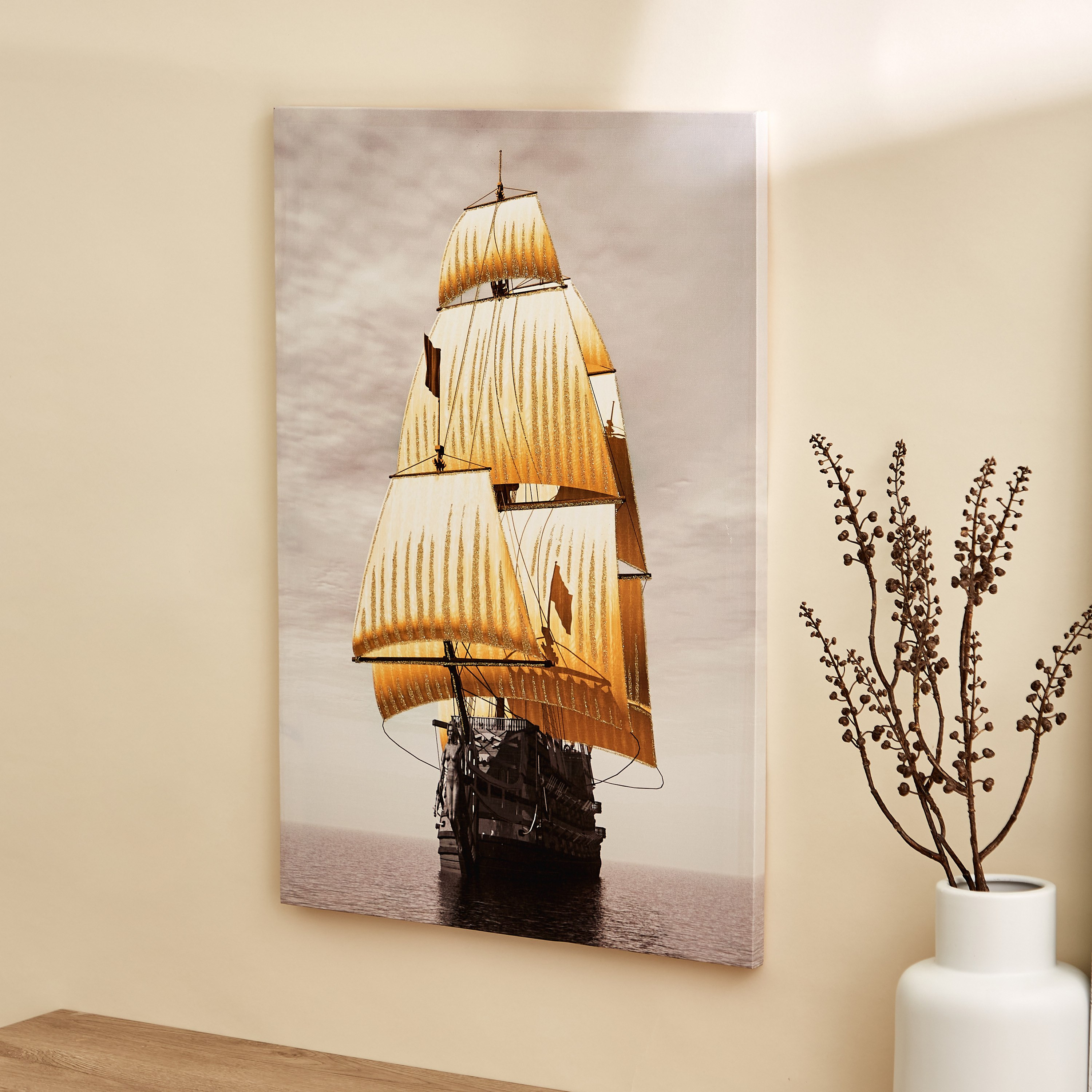 لوحة مؤطرة مطلية بطبعات سفينة من نيلا - 40x2x60 سم-PROMO_HB_AE_B1G1_250925-image-2