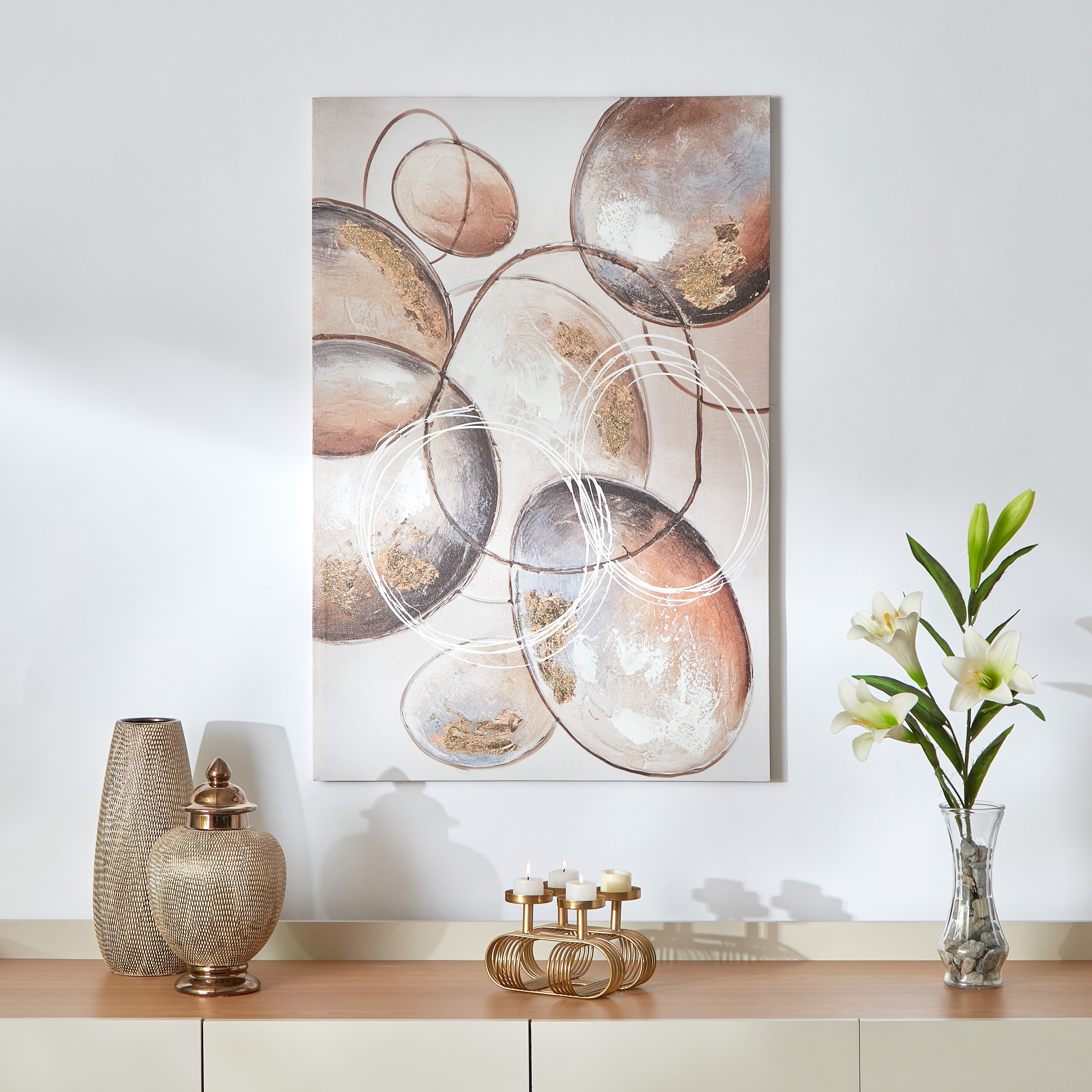 Nela Round Abstract Printed and Painted Framed Picture - 60x3x90 cm-hbxhomeware-hbxdecorandfurnishings-image-5