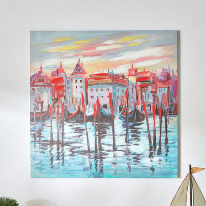 Nela Canal and Buildings Printed and Painted Framed Picture - 80x3x80 cm