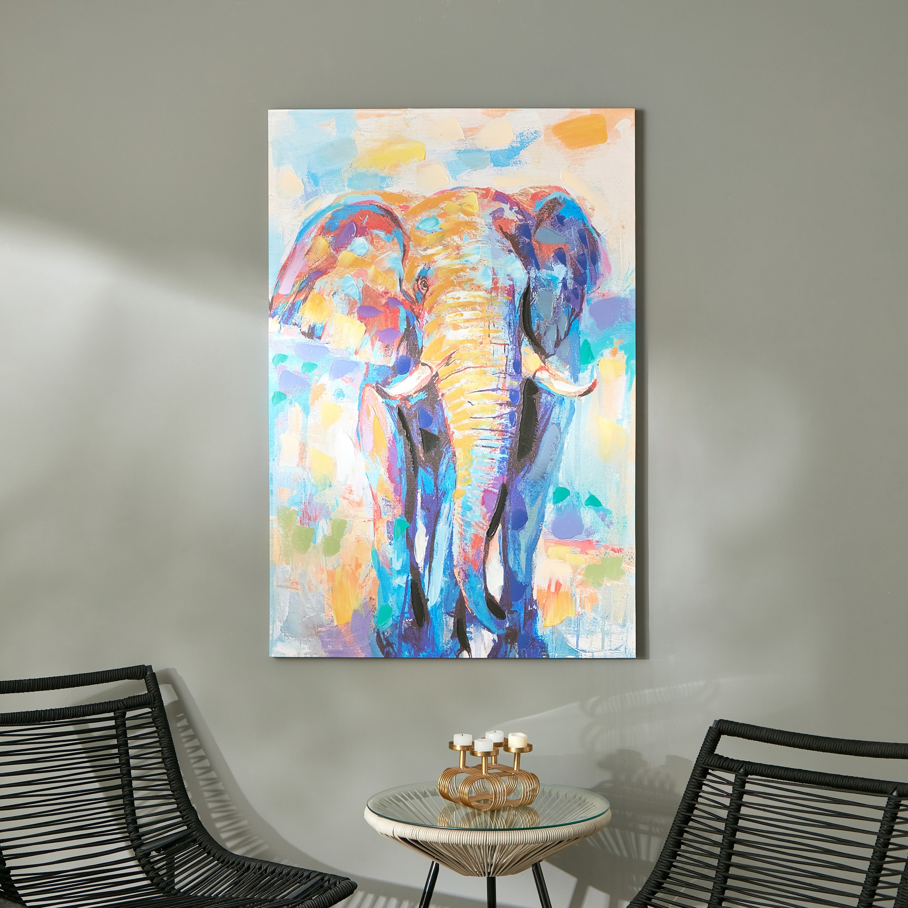 لوحة مؤطرة مطلية بتصميم فيل من نيلا - 80x3x120 سم-hbxhomeware-hbxdecorandfurnishings-image-5